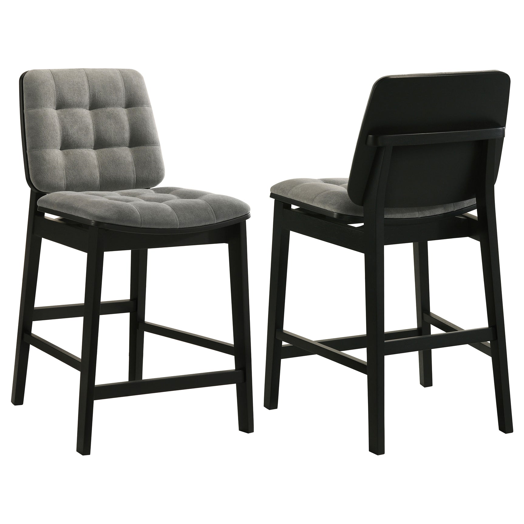 Redbridge Grey/Black Velvet Upholstered Counter Chair (Set of 2) - Ornate Home