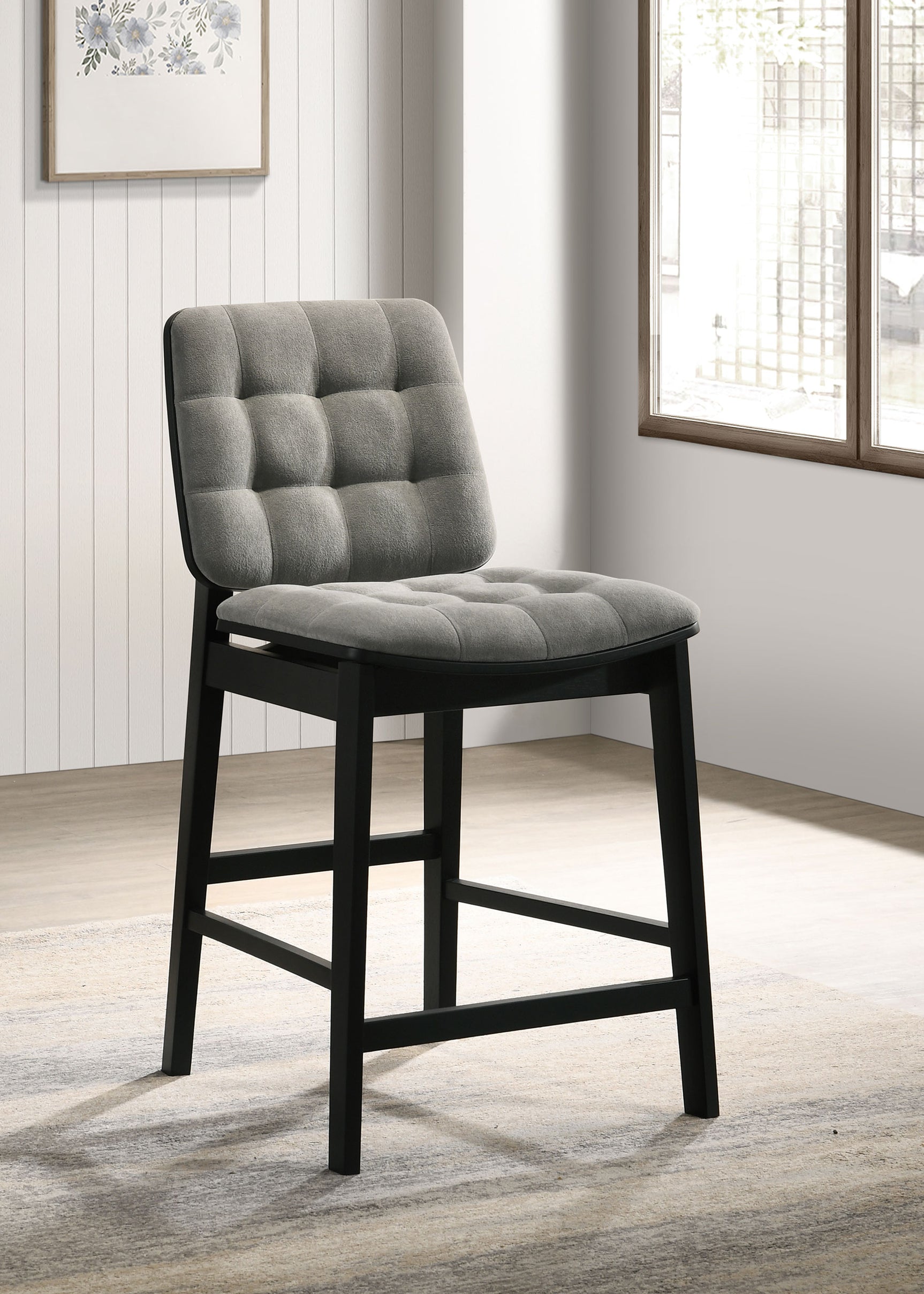 Redbridge Grey/Black Velvet Upholstered Counter Chair (Set of 2) - Ornate Home