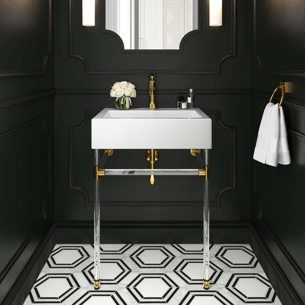Redeem Clear/White 24" Acrylic Wall-Mount Bathroom Vanity - Ornate Home
