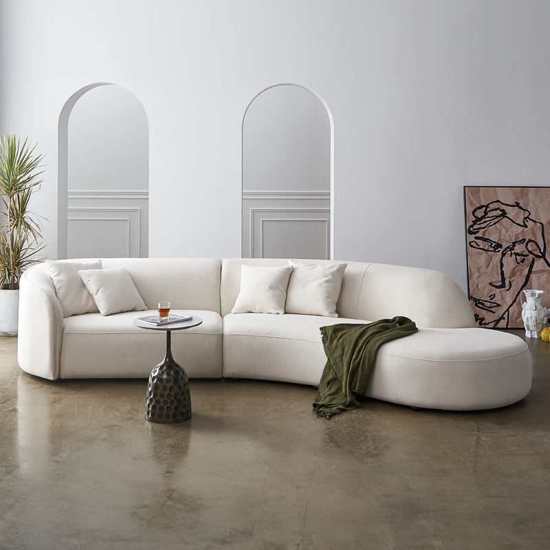 Redondo Ivory Boucle 2pc Curved Sectional Sofa - Ornate Home