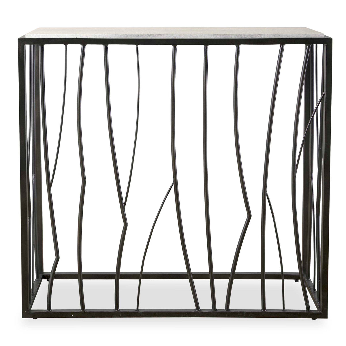 Reed Black/Brown Travertine Console Table - Ornate Home