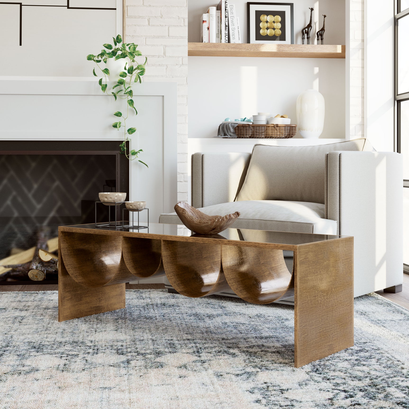 Reed Brass & Black Coffee Table - Ornate Home