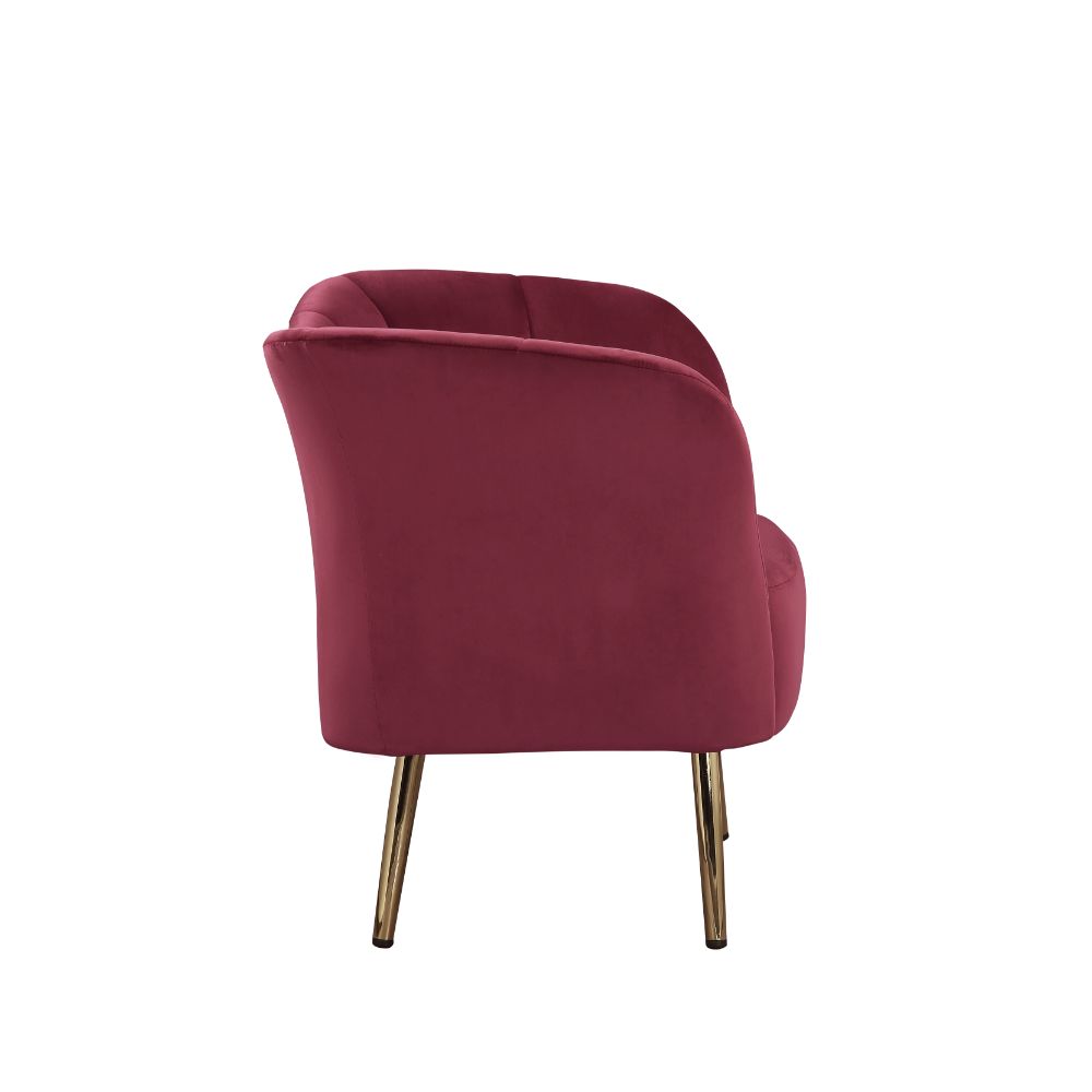 Reese Burgundy Velvet & Gold Accent Chair - Ornate Home
