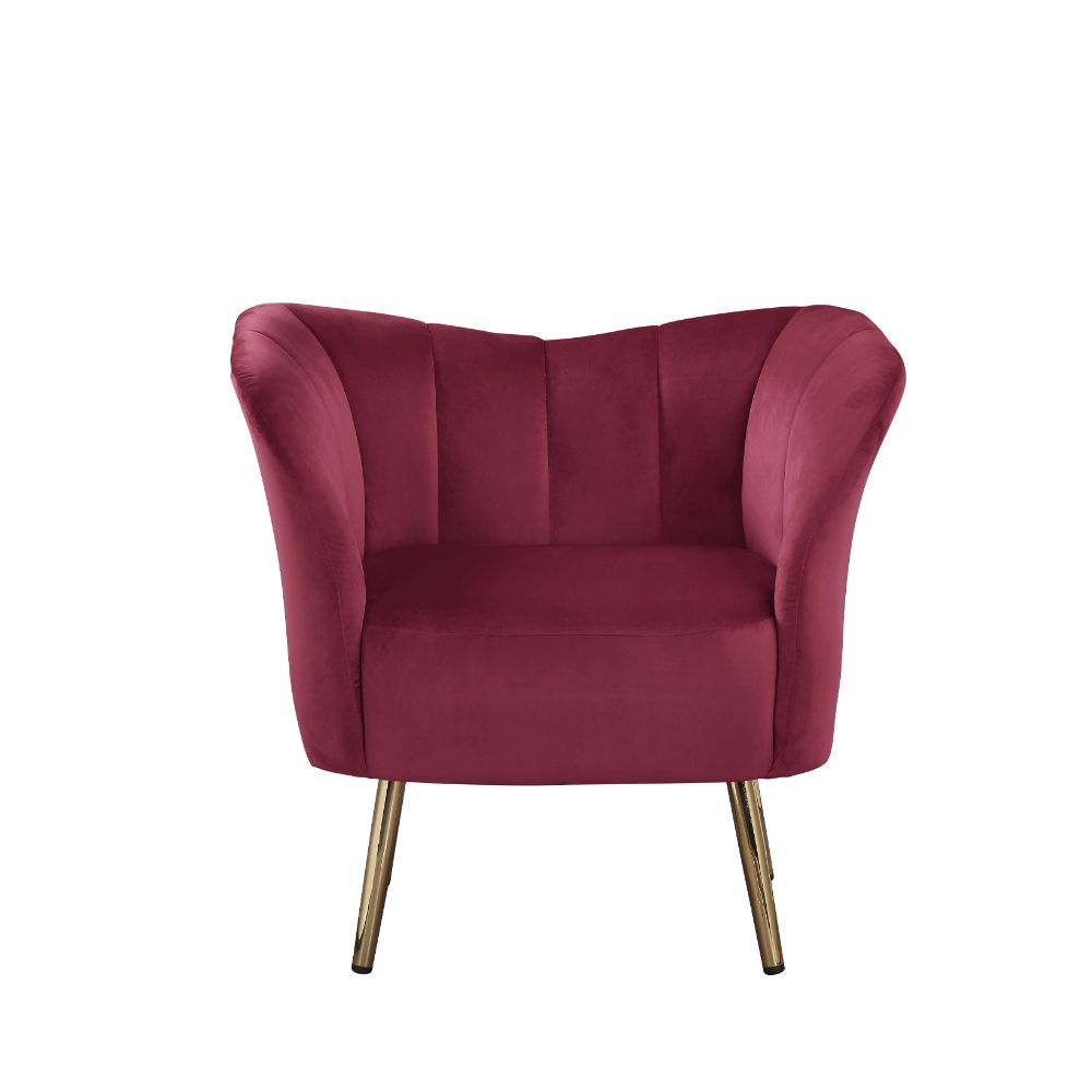 Reese Burgundy Velvet & Gold Accent Chair - Ornate Home