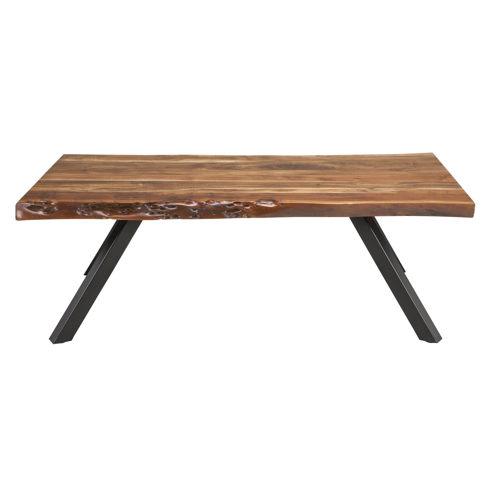 Reese Live Edge Solid Wood Metal Leg Coffee Table in Natural Acacia - Ornate Home