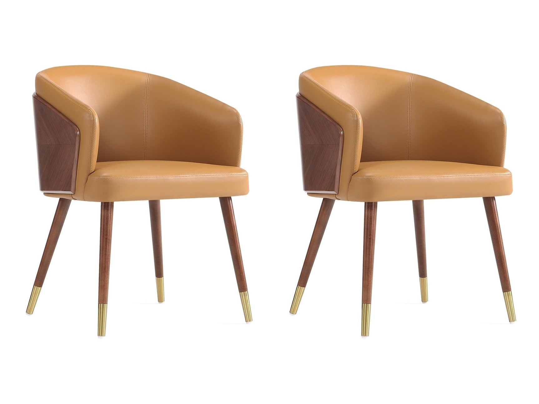 Reeva Dining Chair in Walnut and Camal (set of 2) - Ornate Home