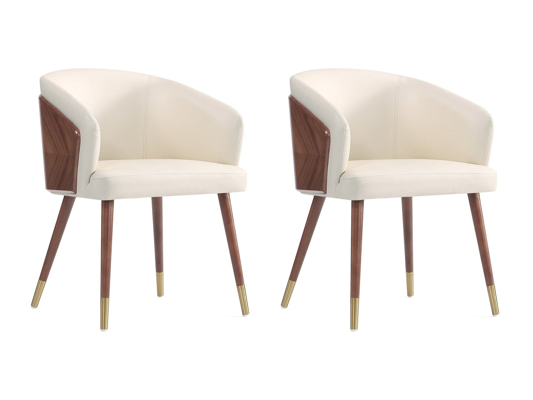 Reeva Dining Chair in Walnut and Cream (set of 2) - Ornate Home