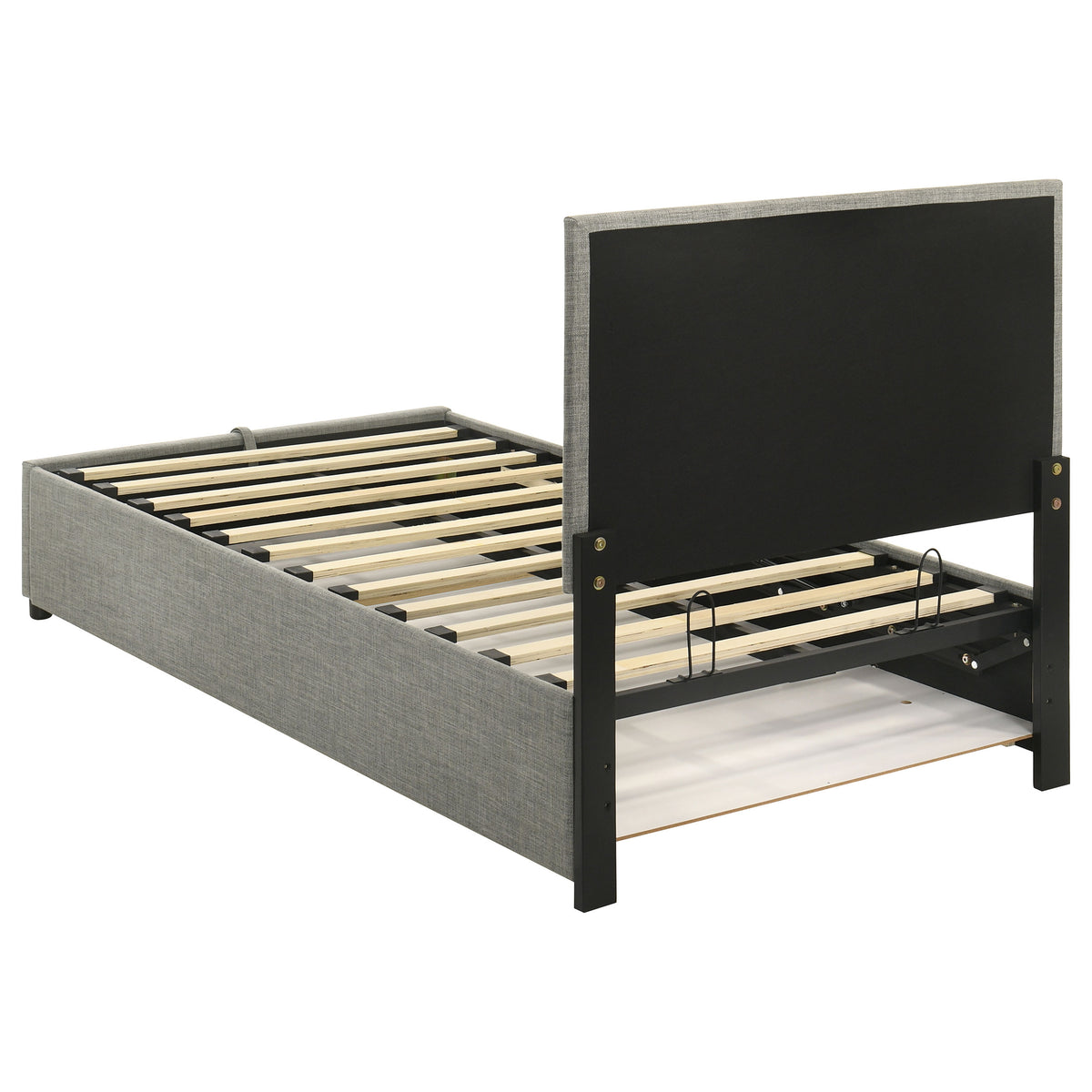 Reeves Grey Upholstered Twin Lift-top Storage Platform Bed - Ornate Home