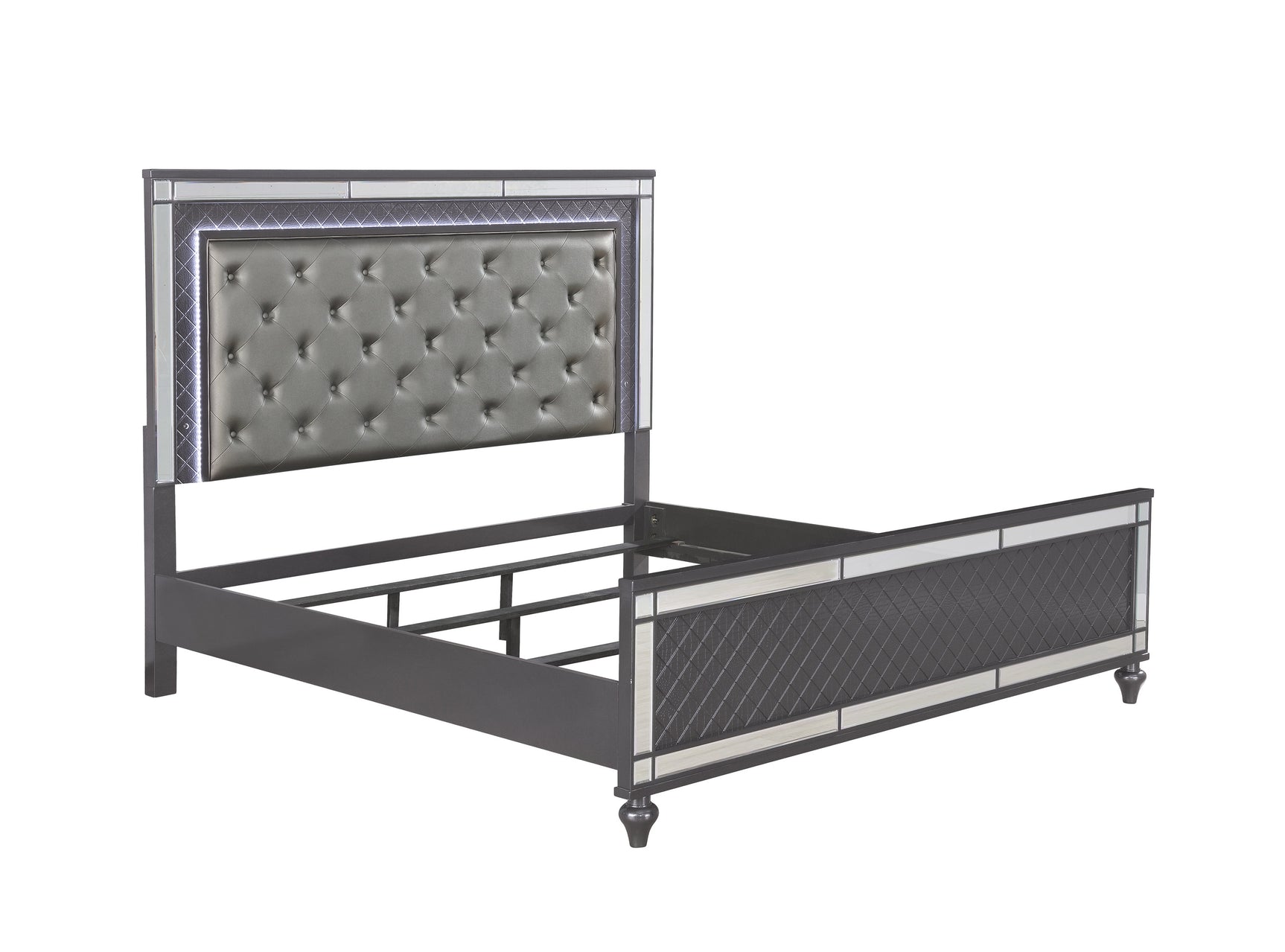 Refino 5-Piece Gray Panel Bedroom Set - Ornate Home