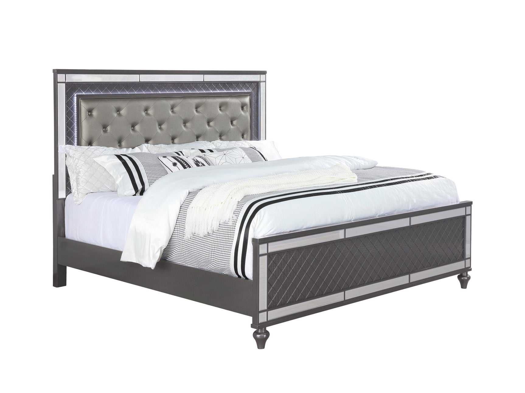 Refino 5-Piece Gray Panel Bedroom Set - Ornate Home