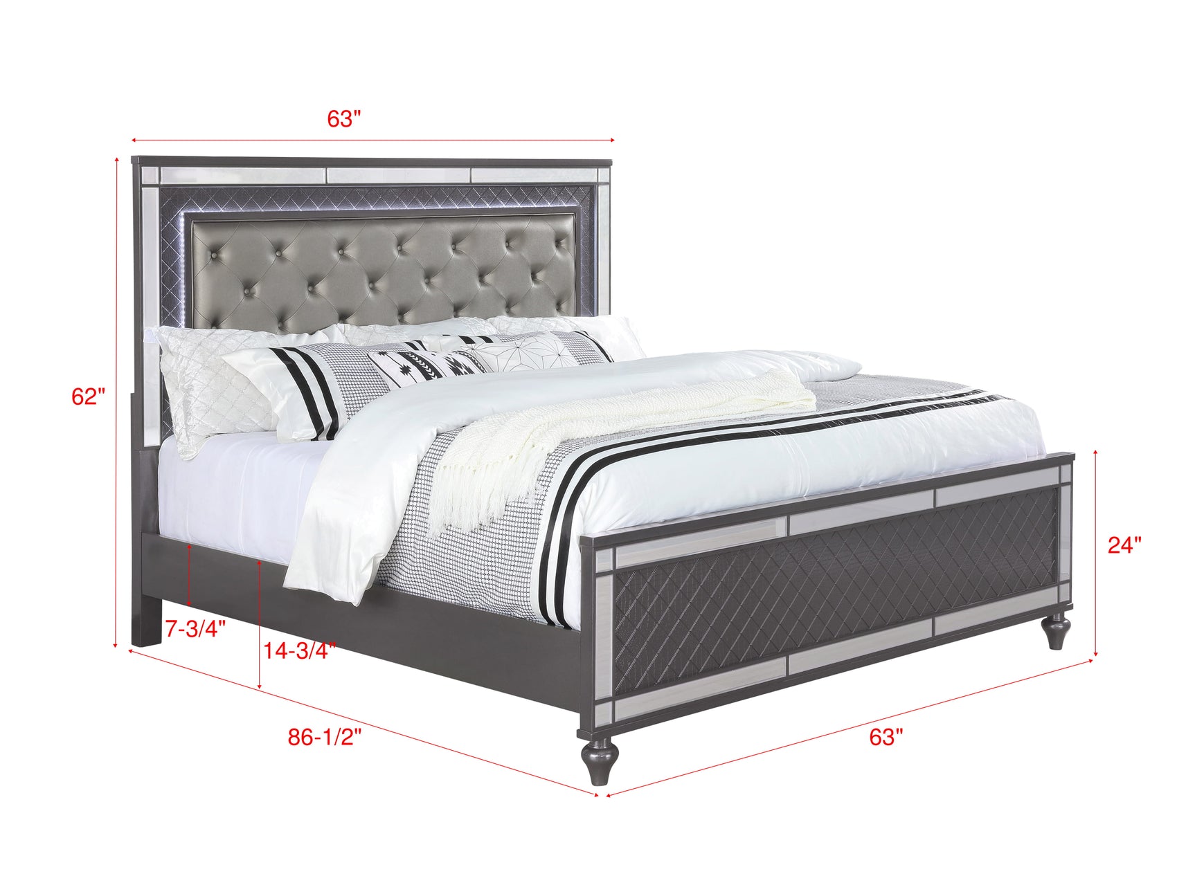 Refino 5-Piece Gray Panel Bedroom Set - Ornate Home