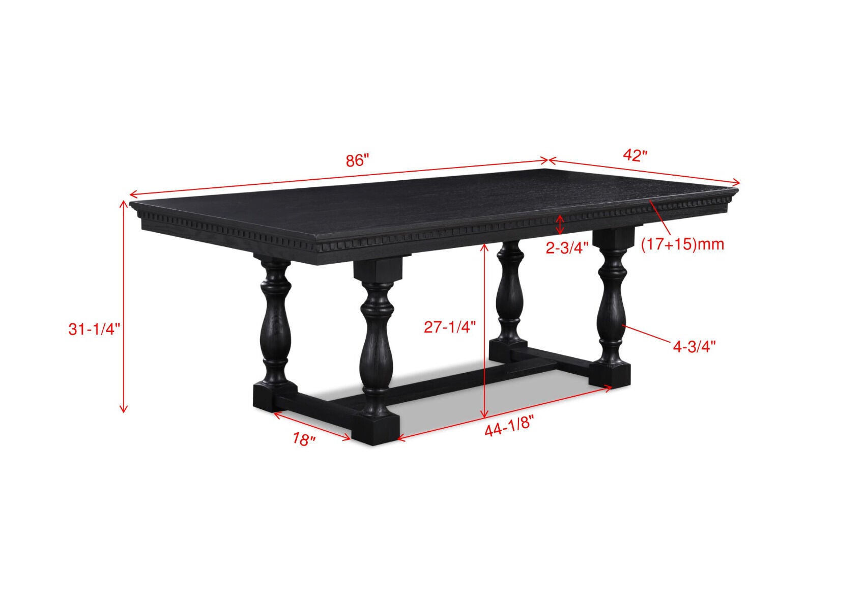 Regent Charcoal Black Rectangle Dining Room Table - Ornate Home
