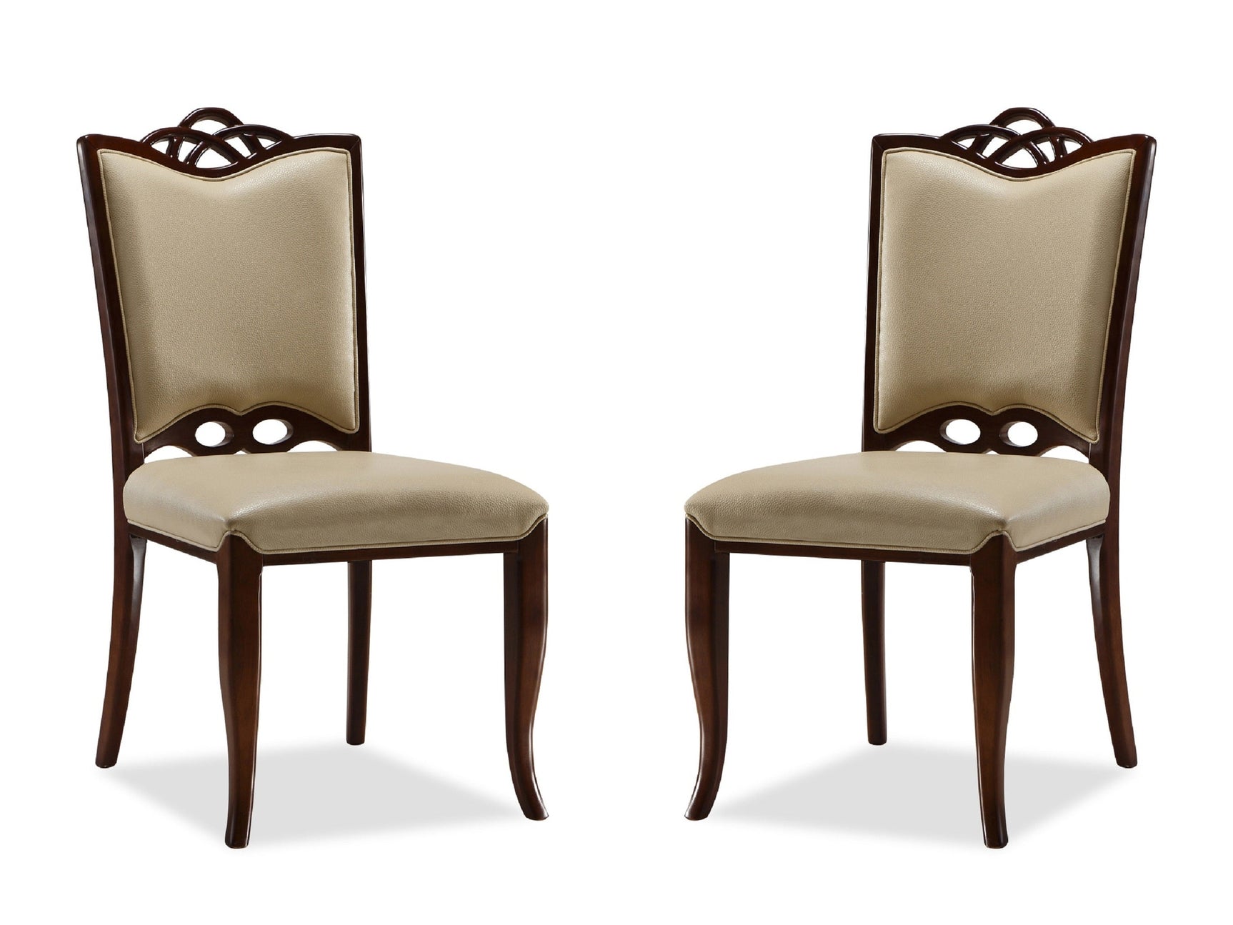 Regent Dining Chair (Set of Two) in Cream and Walnut - Ornate Home