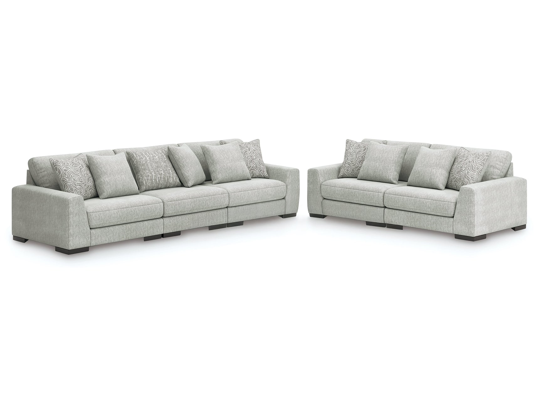 Regent Park Pewter 3-Piece Sectional Sofa and 2-Piece Sectional Loveseat - Ornate Home