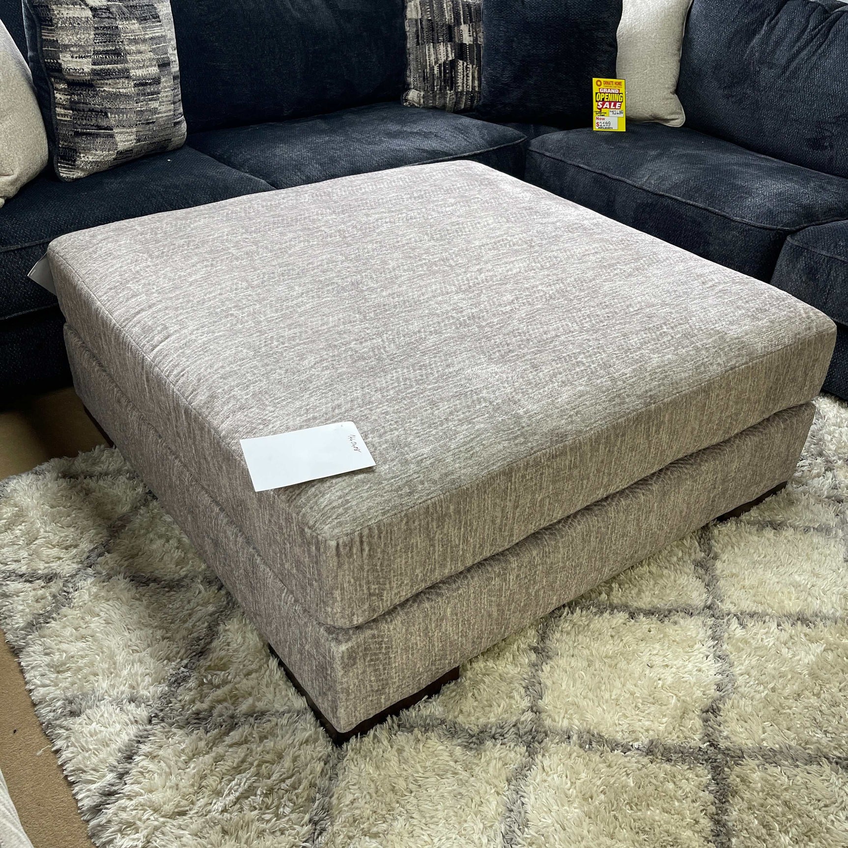 Regent Park Pewter Oversized Accent Ottoman (Online Special Price) - Ornate Home