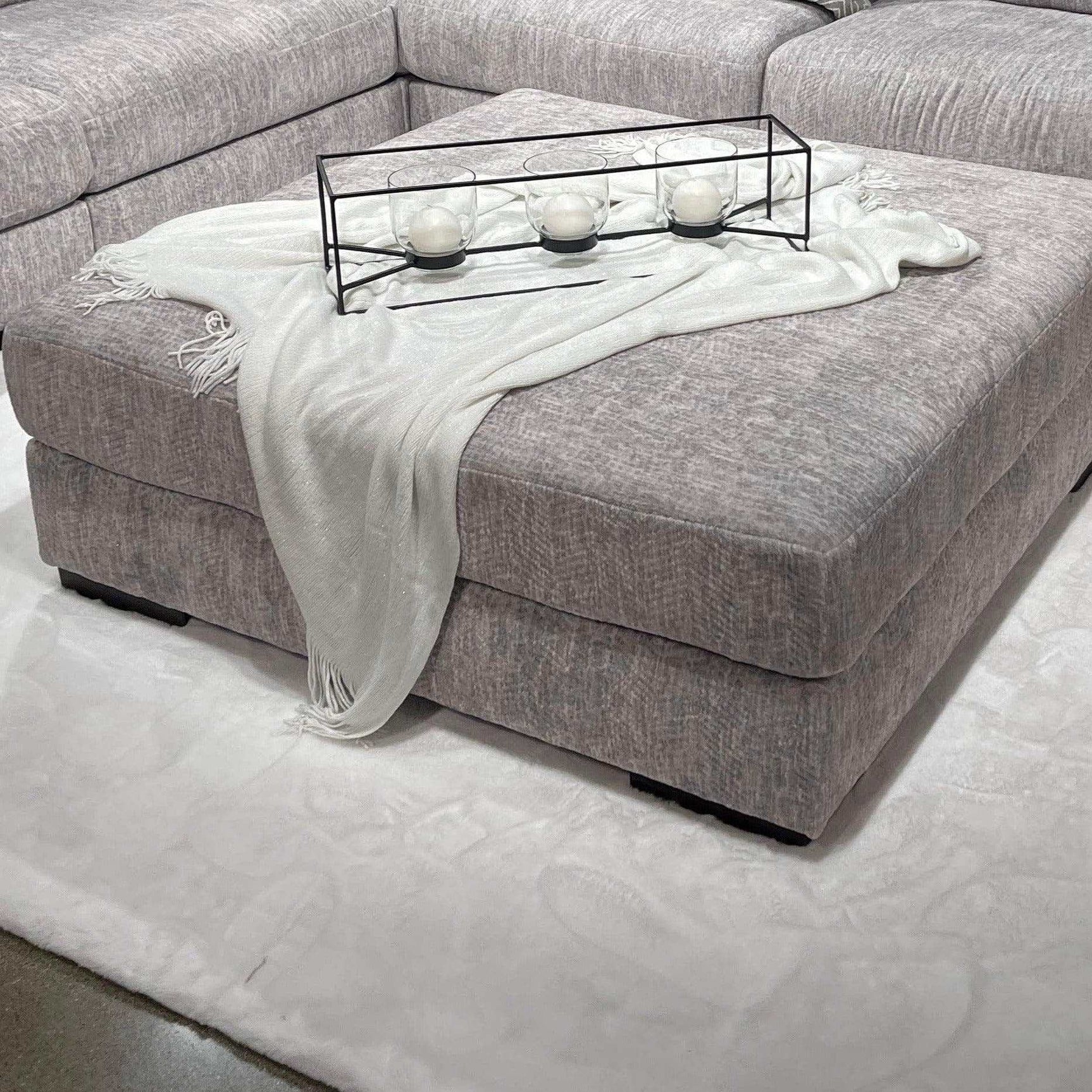 Regent Park Pewter Oversized Accent Ottoman (Online Special Price) - Ornate Home