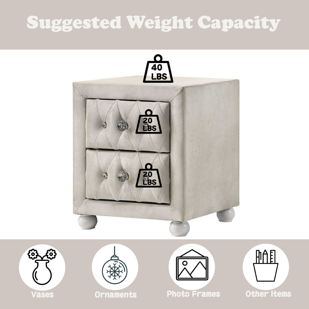 Reggie Beige Nightstand - Ornate Home