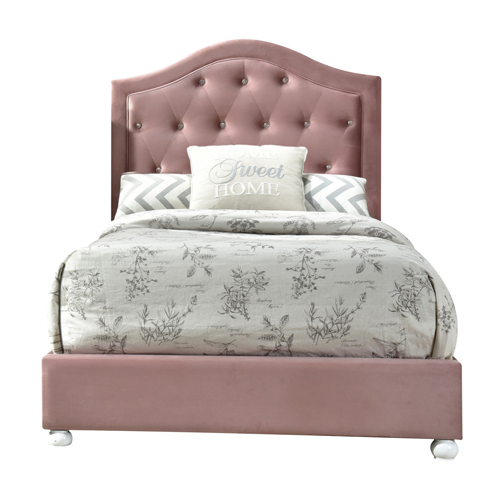 Reggie Pink Fabric Twin Bed - Ornate Home
