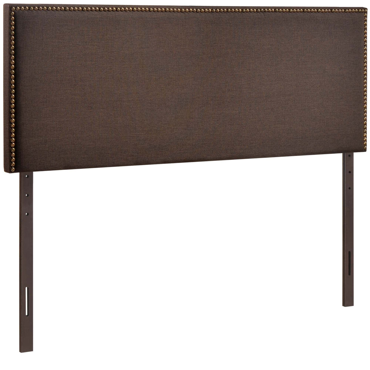 Region Dark Brown Nailhead Upholstered Queen Headboard - Ornate Home