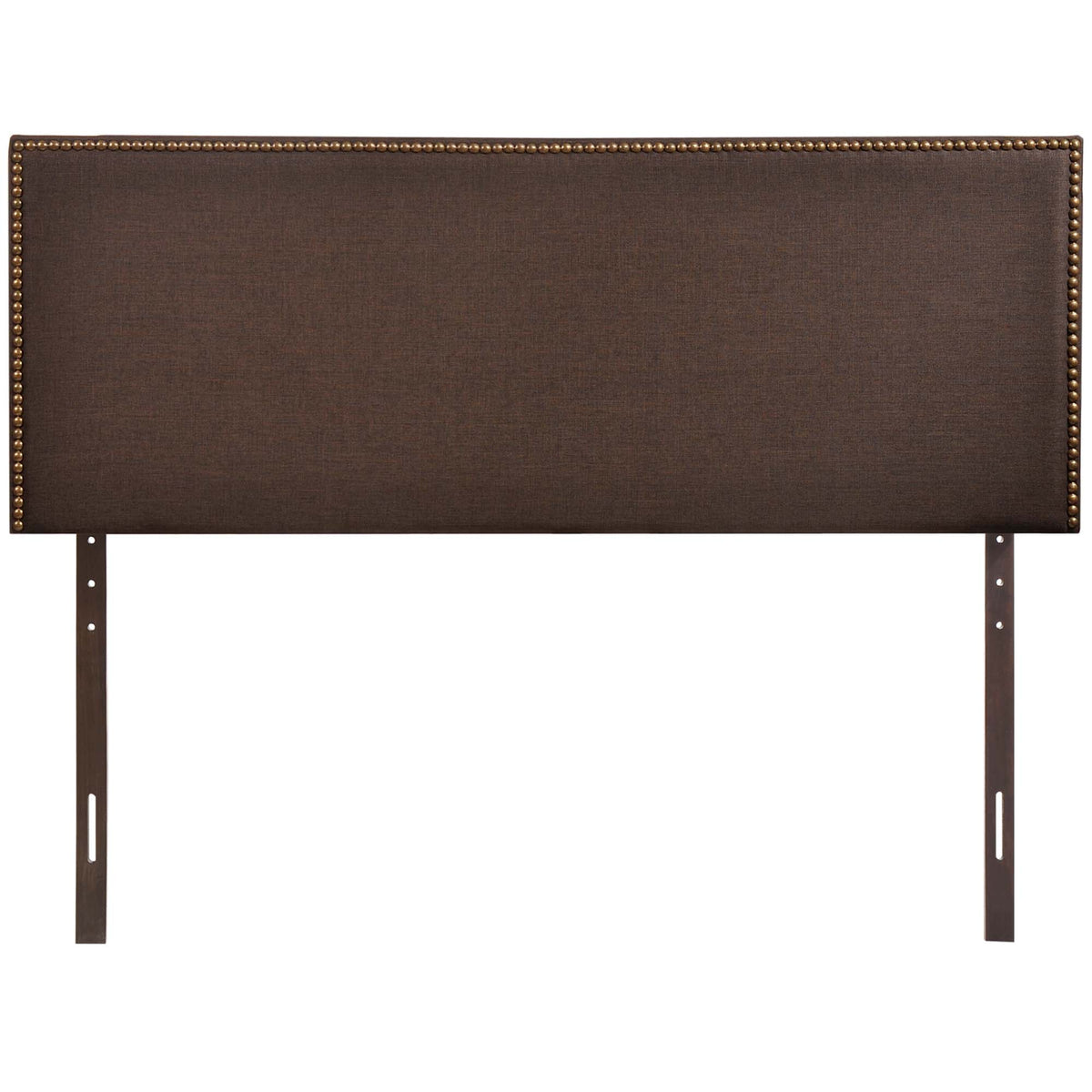 Region Dark Brown Nailhead Upholstered Queen Headboard - Ornate Home
