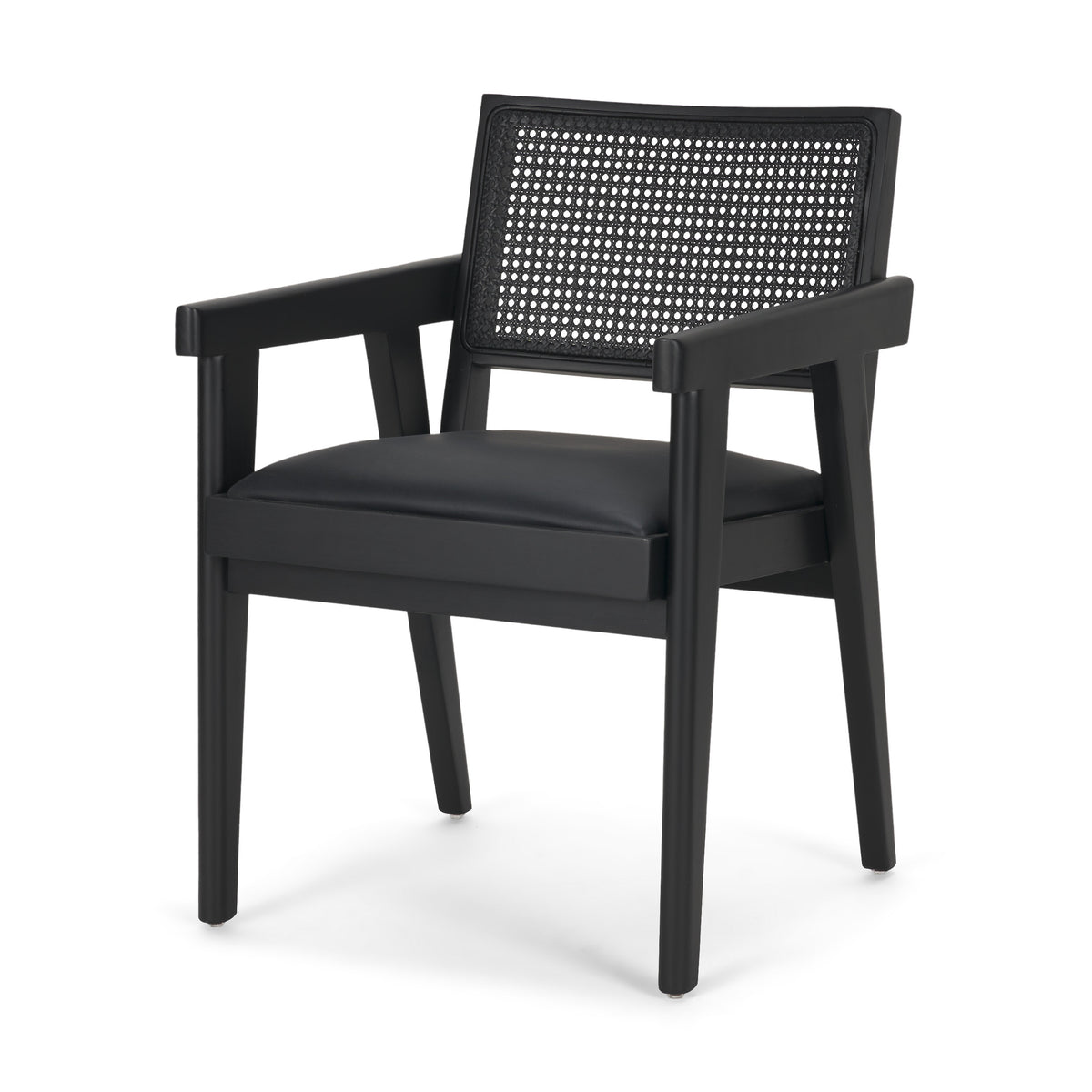 Reid Black Cane Back Dining Arm Chair - Ornate Home