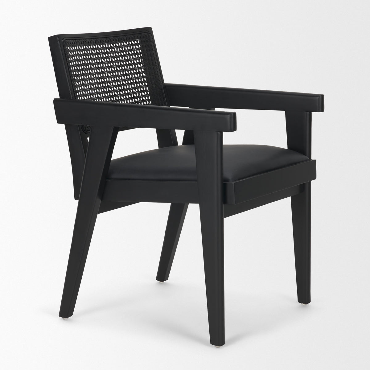 Reid Black Cane Back Dining Arm Chair - Ornate Home