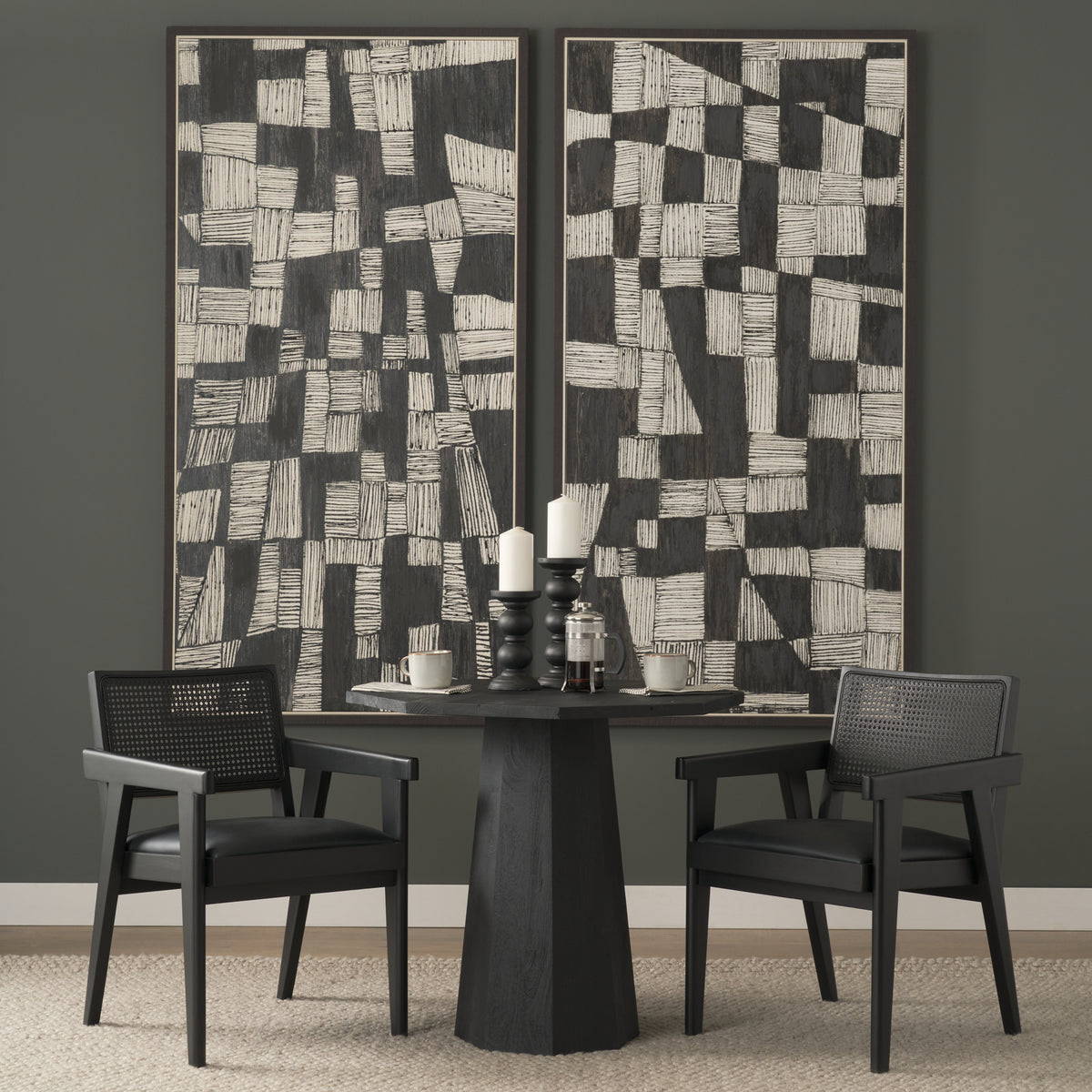 Reid Black Cane Back Dining Arm Chair - Ornate Home