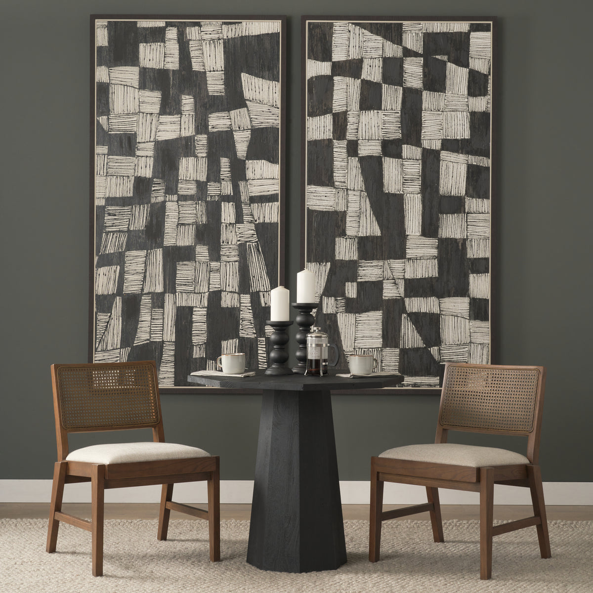 Reid Cream/Brown Cane Back Dining Side Chair (Set of 2) - Ornate Home