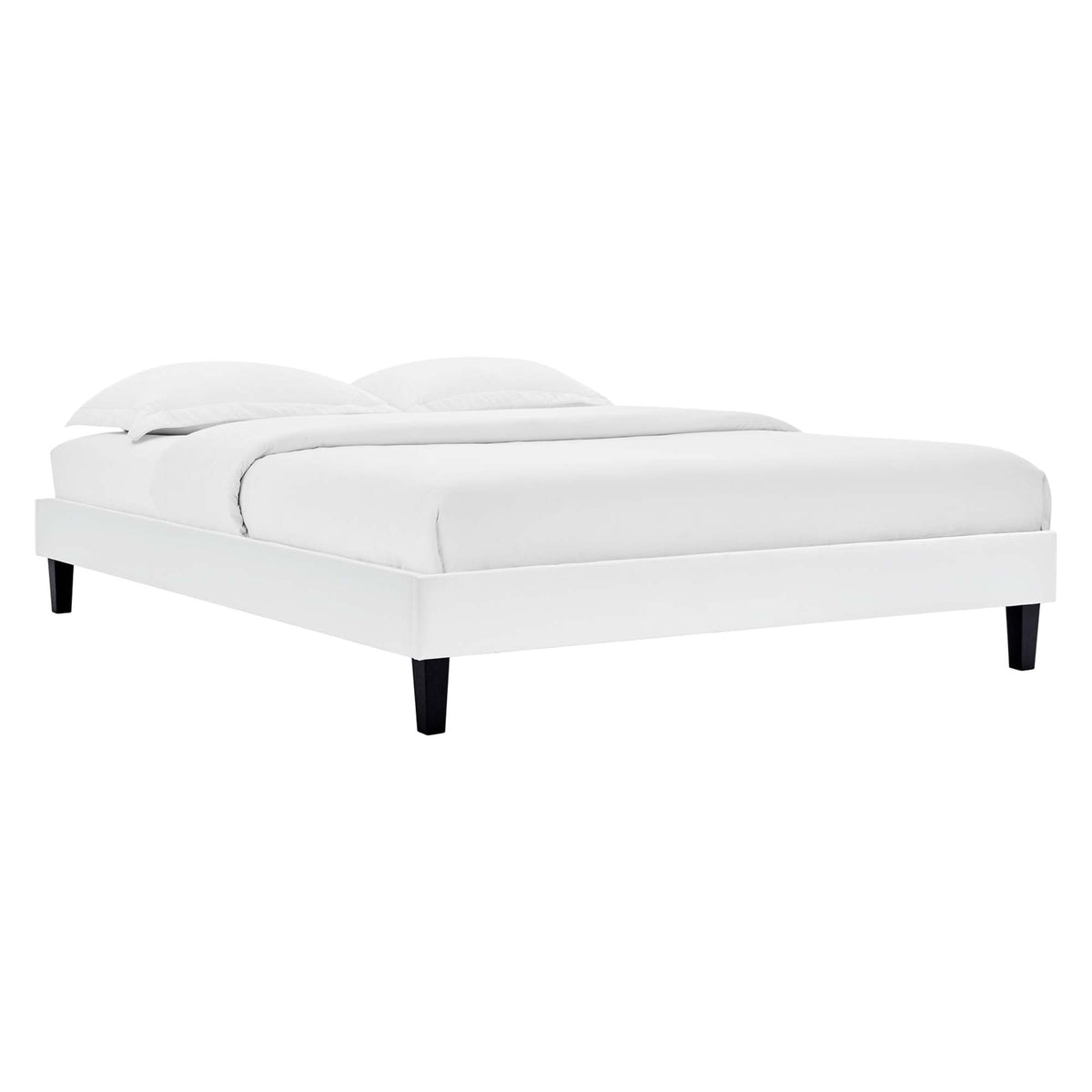 Reign White Performance Velvet Queen Platform Bed Frame - Ornate Home