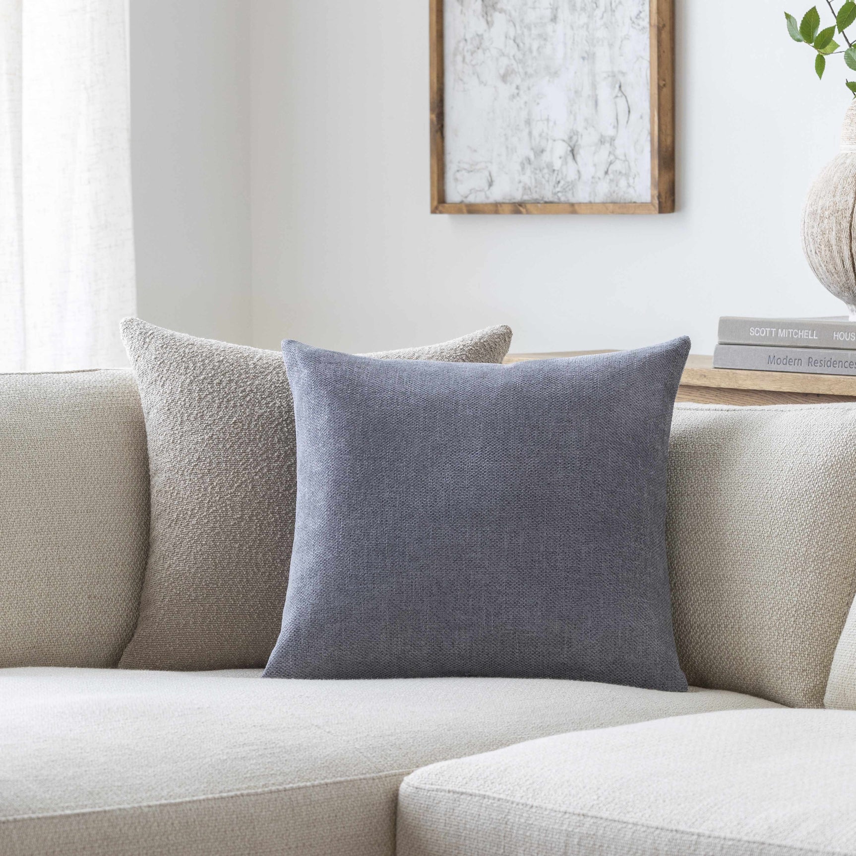 Reijo Gray&Blue Linen Look Accent Pillow - Ornate Home