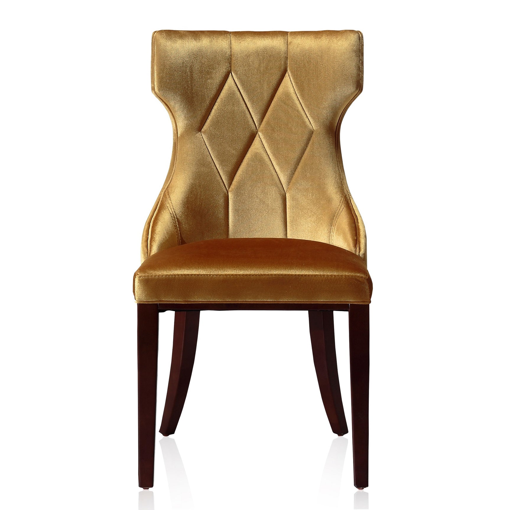 Reine Velvet Dining Chair (Set of Two) in Antique Gold and Walnut - Ornate Home