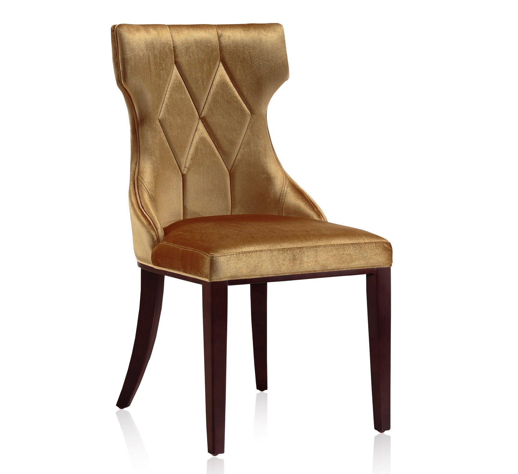 Reine Velvet Dining Chair (Set of Two) in Antique Gold and Walnut - Ornate Home