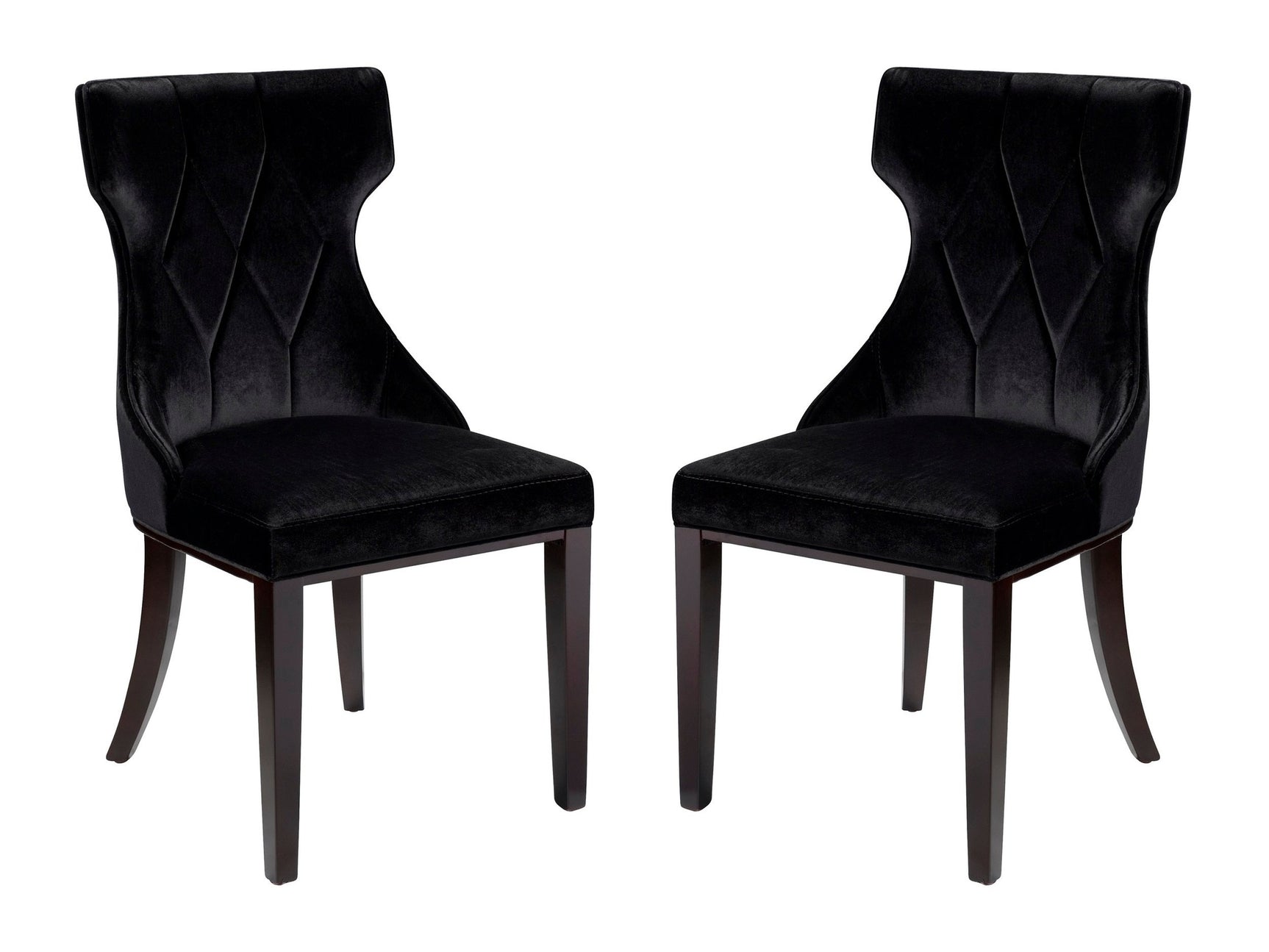 Reine Velvet Dining Chair (Set of Two) in Black and Walnut - Ornate Home