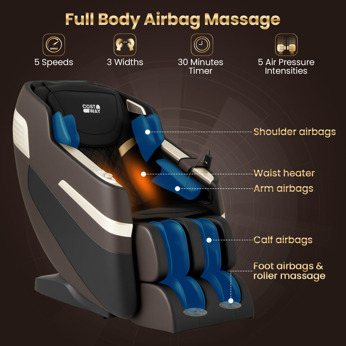 Relaxation 44 - Fully Body Massage Chair with Airbags and Waist Heater - Ornate Home