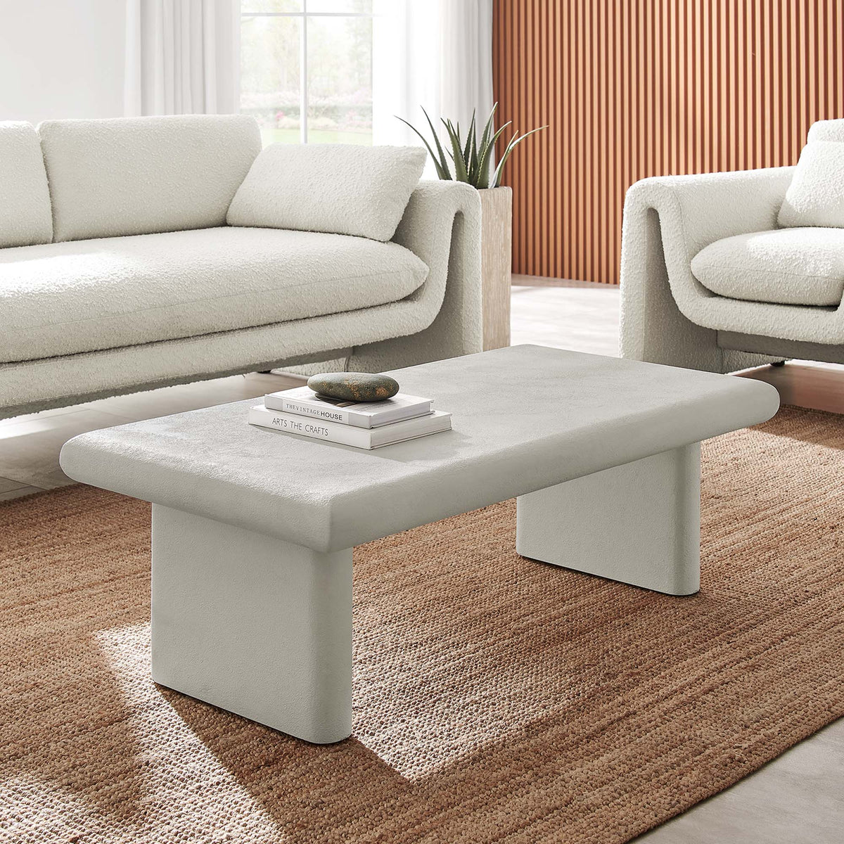 Relic White Concrete Textured Coffee Table - Ornate Home