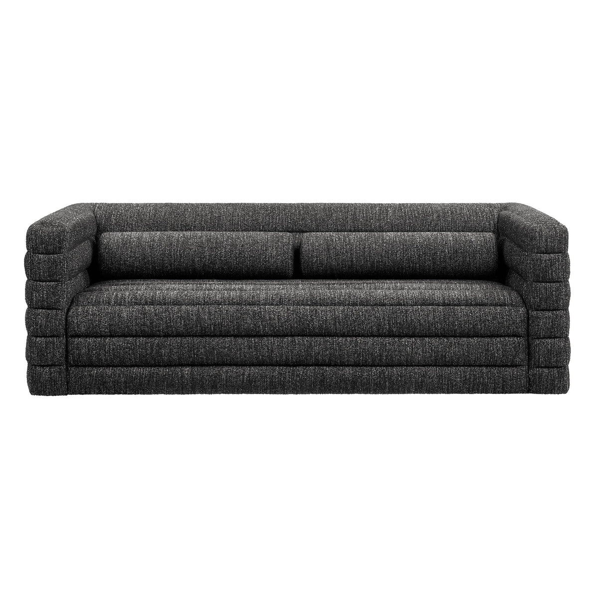 Relle Charcoal Channel Tufted Boucle Upholstered Sofa - Ornate Home