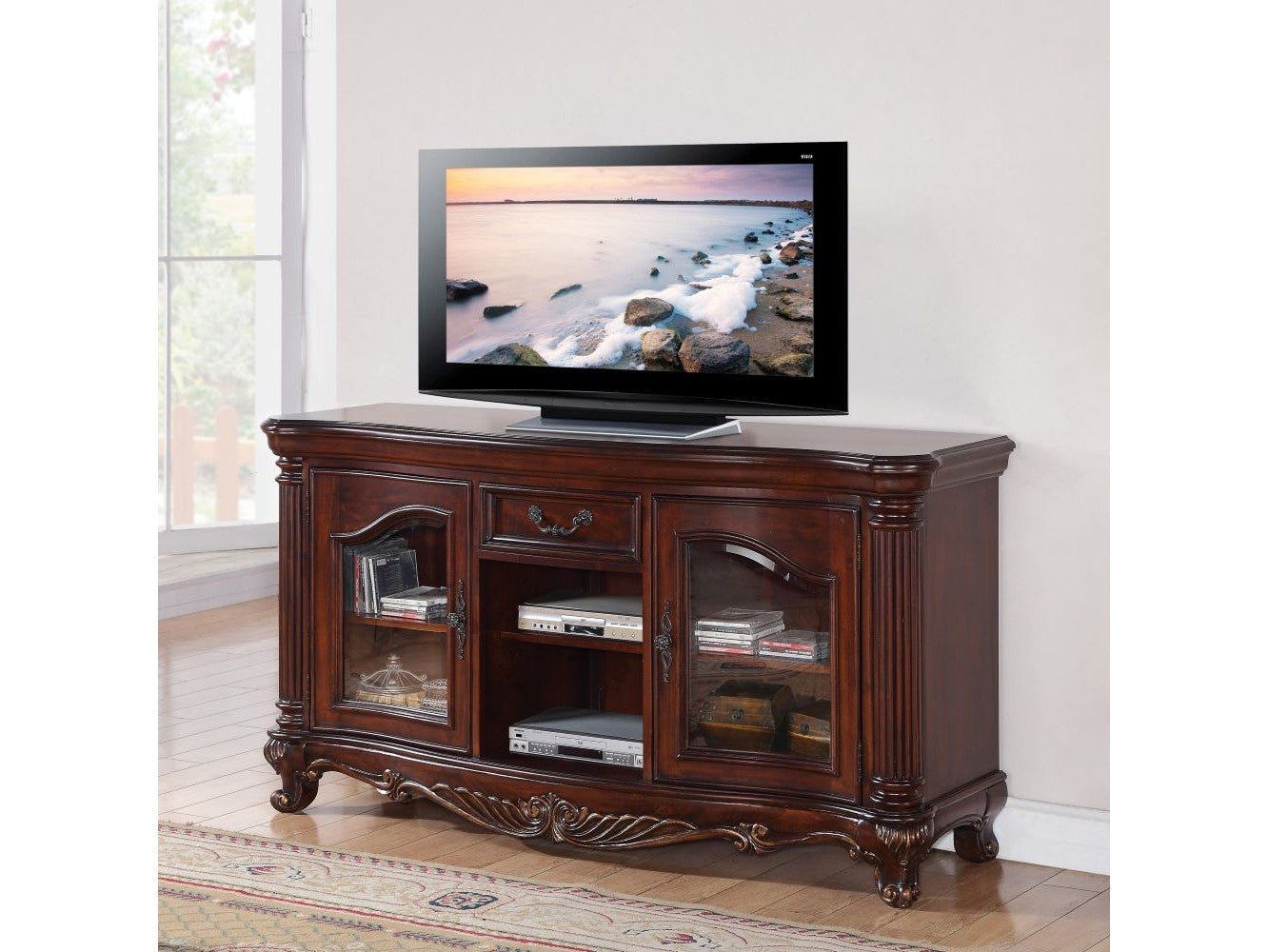Remington Brown Cherry TV Stand - Ornate Home