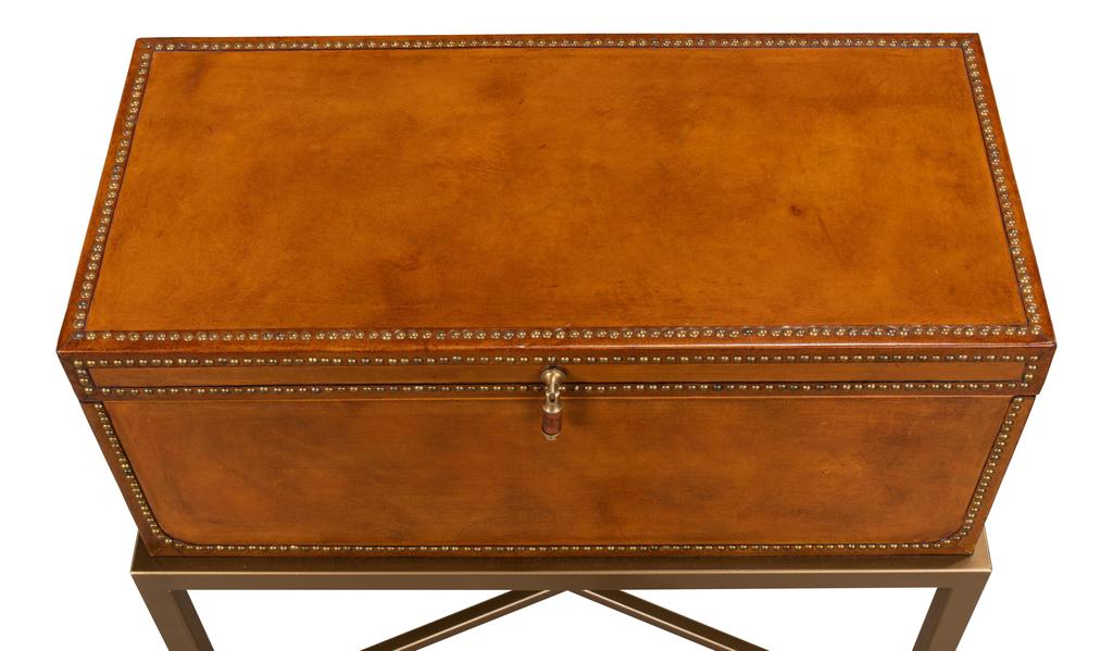 Remington Brown Leather Box On Stand - Ornate Home