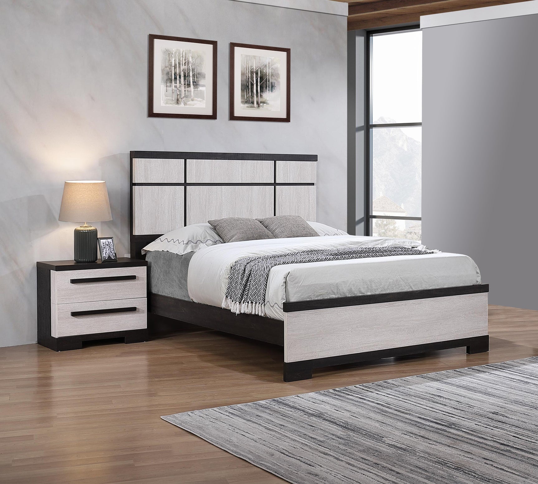 Remington Chalk/Ebony King Panel Bed - Ornate Home