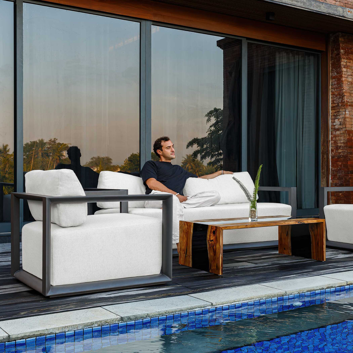 Remsen Black/Oyster Outdoor Lounge Chair - Ornate Home
