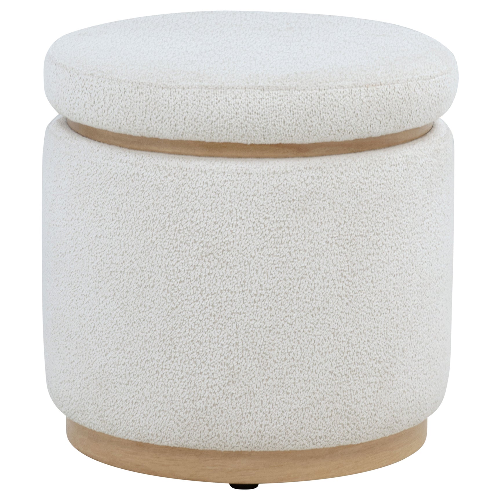 Remuda Ivory Boucle Upholstered Round Storage Ottoman - Ornate Home