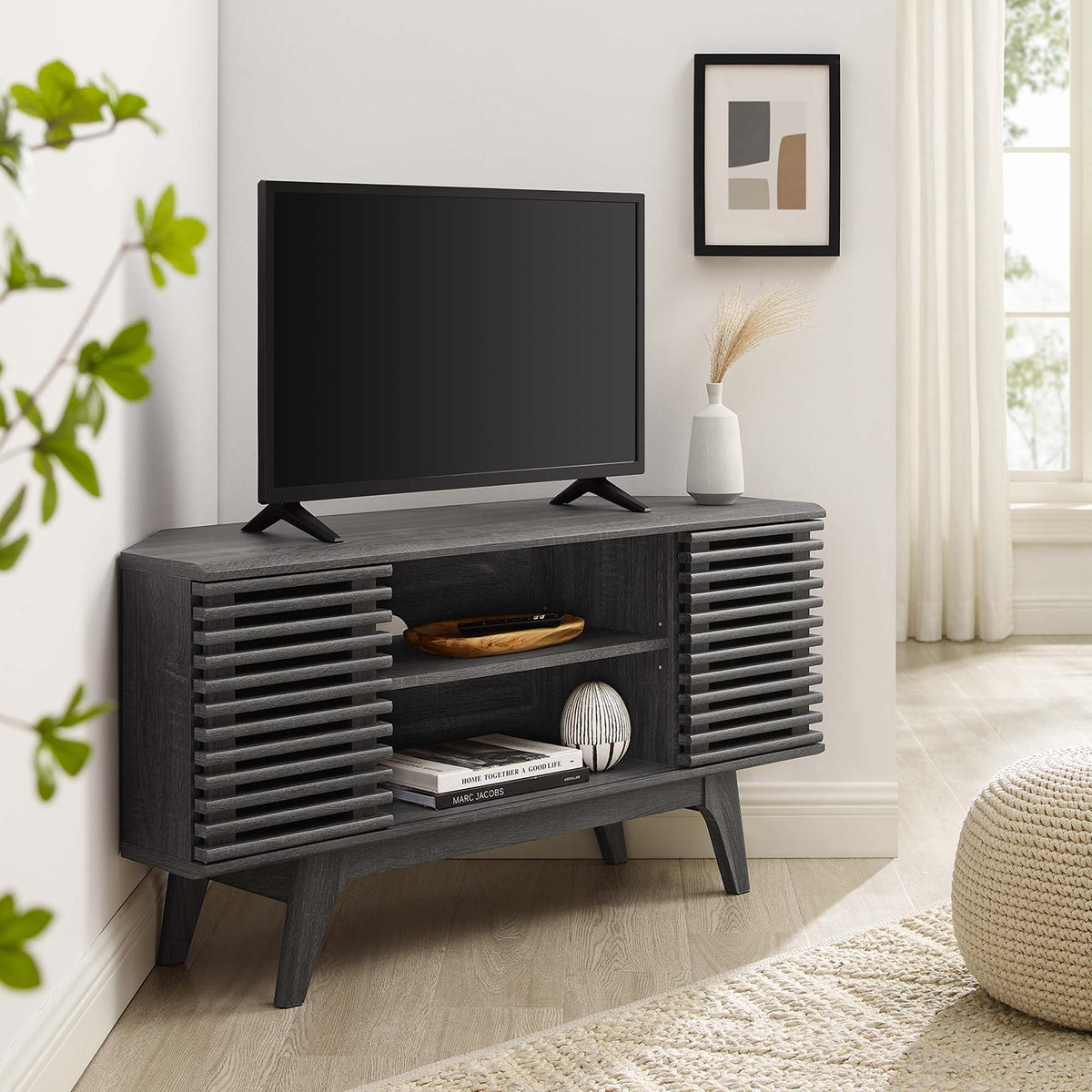 Render Charcoal 46" Corner TV Stand - Ornate Home