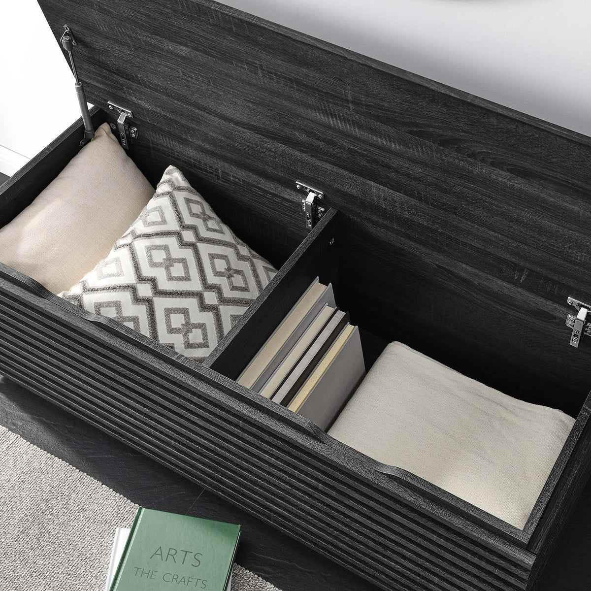 Render Charcoal Storage Bench - Ornate Home