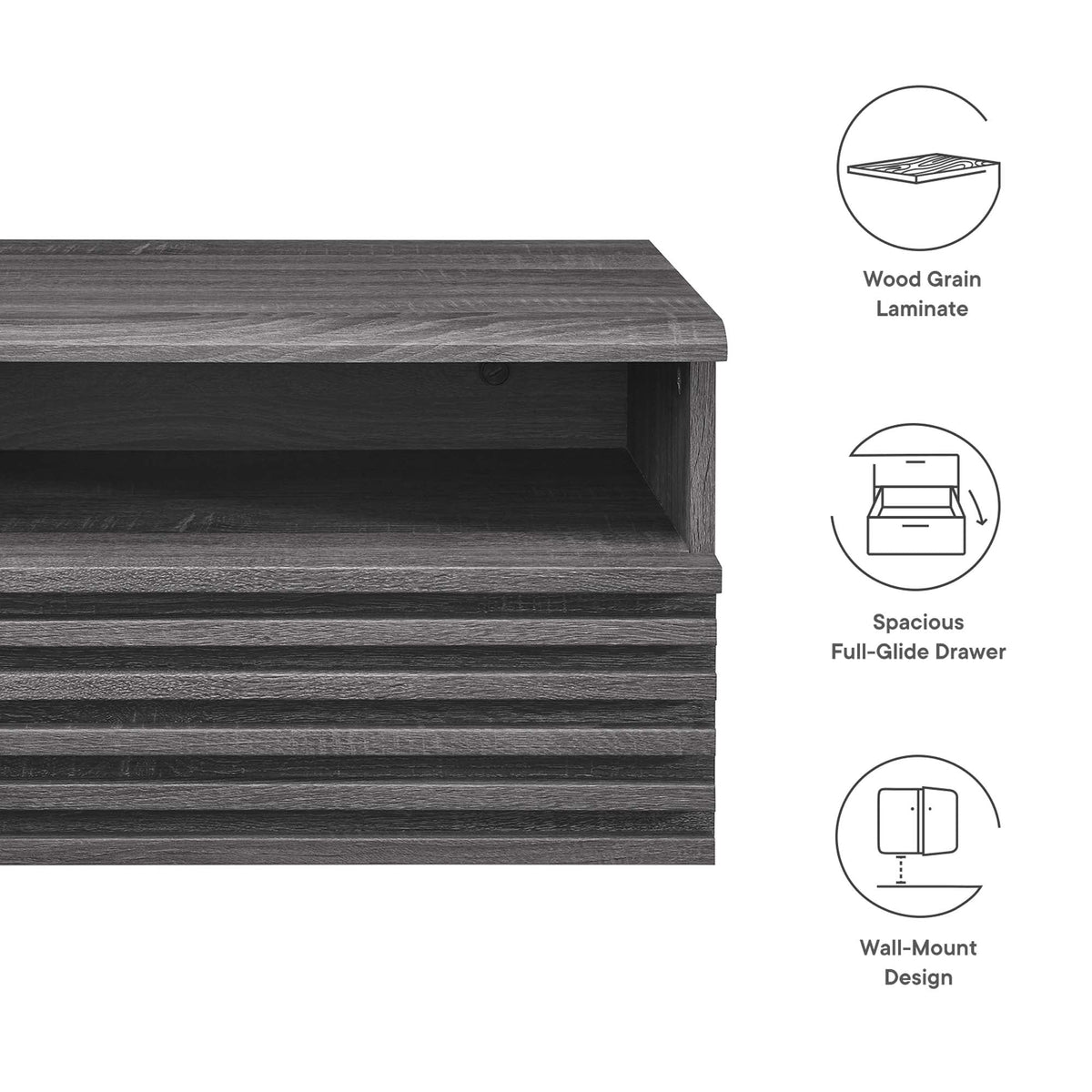 Render Charcoal Wall-Mount Nightstand - Ornate Home