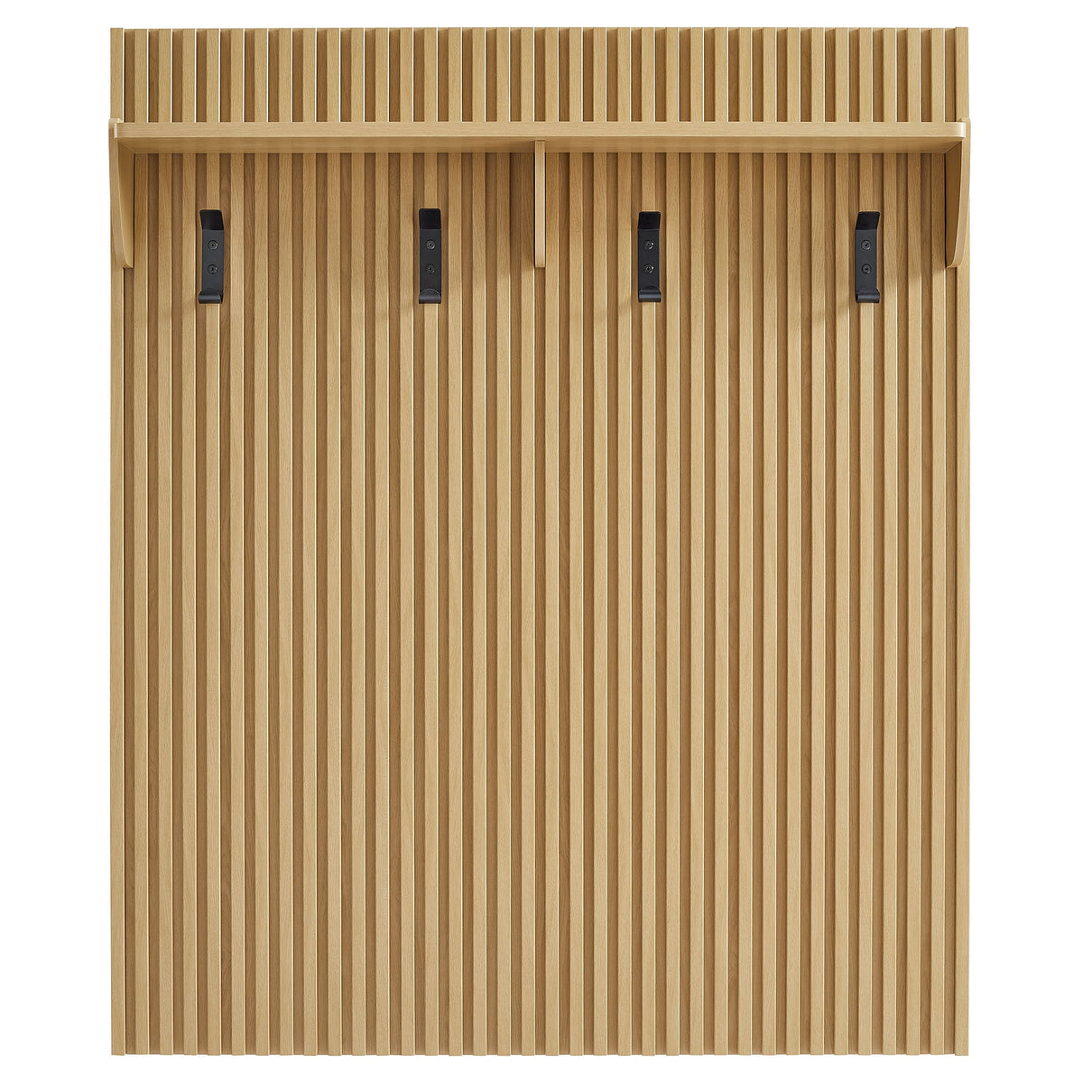 Render Light Oak Fluted Coat Rack Panel With Shelf - Ornate Home