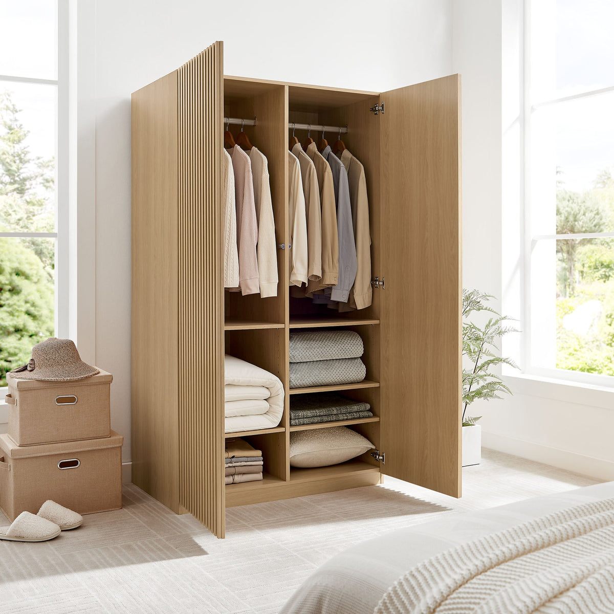 Render Oak 2-Door Wardrobe Closet - Ornate Home