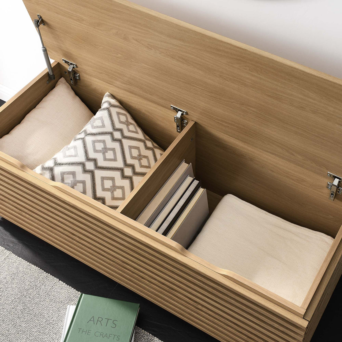 Render Oak Storage Bench - Ornate Home