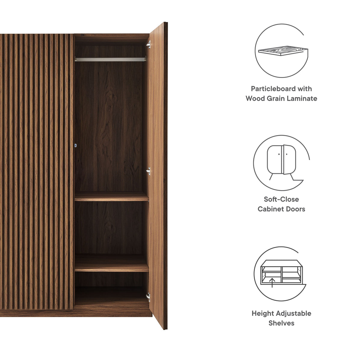 Render Walnut 2-Door Wardrobe Closet - Ornate Home