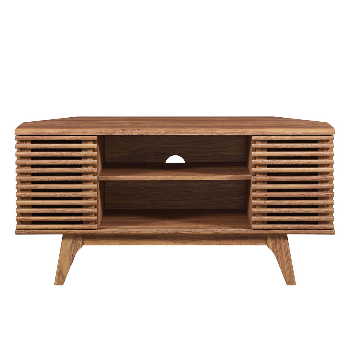 Render Walnut 46" Corner TV Stand - Ornate Home