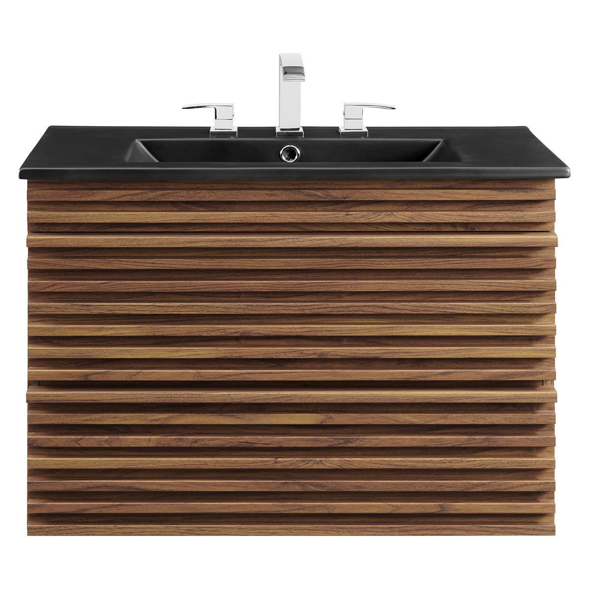 Render Walnut/Black 30" Wall-Mount Bathroom Vanity - Ornate Home